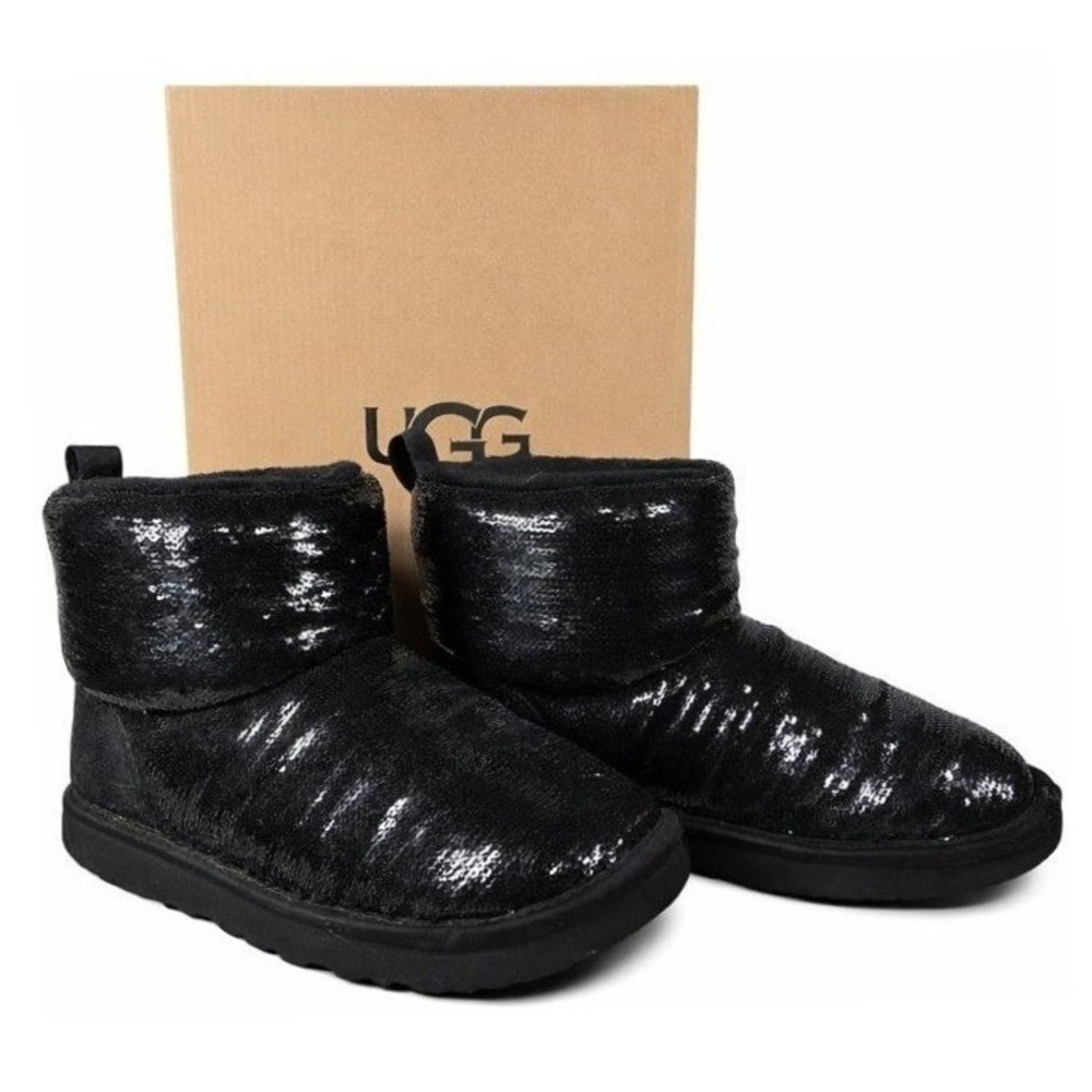 UGG Women's Black Sequin Mini Mirror Ball Bootie Boots Size 6